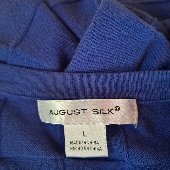 August Silk Violet Basket Weave 3/4 Sleeve  Crew Neck Cardigan Size Large - Picture 5 of 7